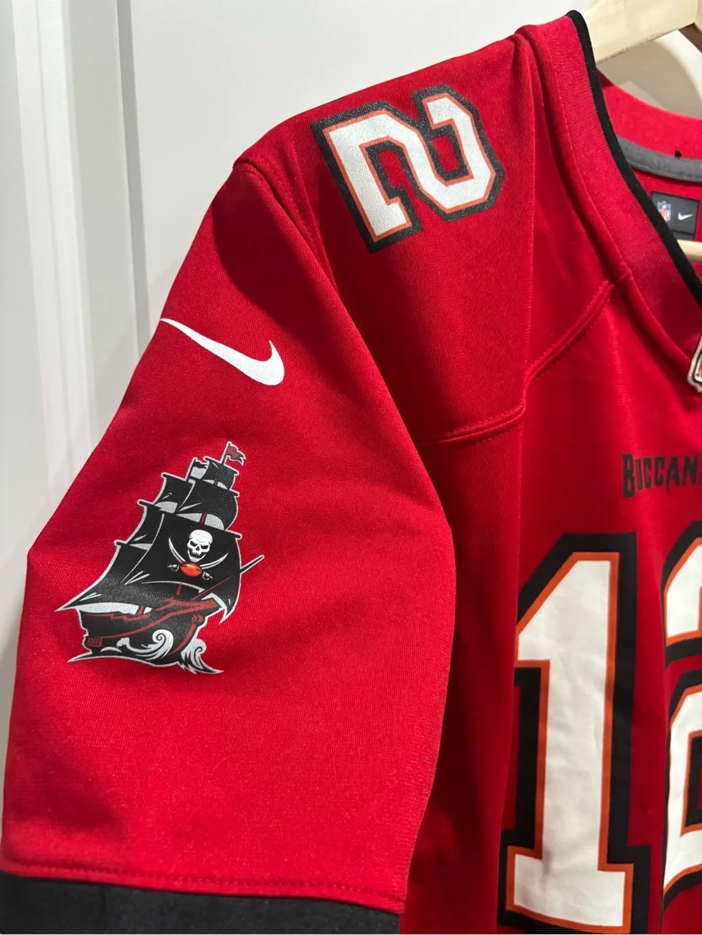NFL Red On-Field Nike Football Jersey Collar Label